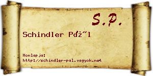 Schindler Pál névjegykártya